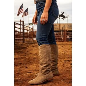 Lord & Taylor Genuine Suede 8.5 Narrow Pirate Boots Grog Buccaneer Western